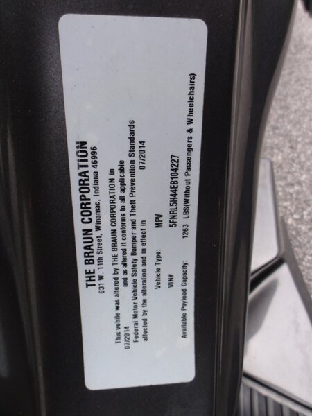 2014 Honda Odyssey EX  BraunAbility ramp van - Photo 29 - Deland, FL 32720