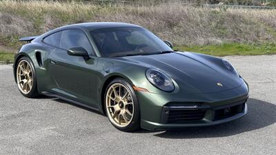 2021 Porsche 911 Turbo S  Paint-to-Sample Oak Green with Club Leather in Truffle Brown, Front LIft Axle, Full PPF - Photo 2 - Tarzana, CA 91356