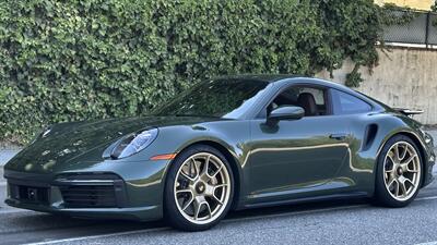 2021 Porsche 911 Turbo S  Paint-to-Sample Oak Green with Club Leather in Truffle Brown, Front Axle Lift, Full PPF - Photo 1 - Tarzana, CA 91356