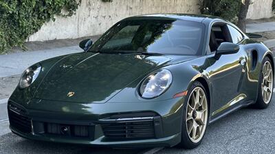 2021 Porsche 911 Turbo S  Paint-to-Sample Oak Green with Club Leather in Truffle Brown, Front Axle Lift, Full PPF - Photo 3 - Tarzana, CA 91356