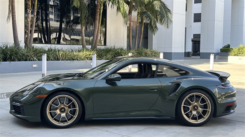 2021 Porsche 911 Turbo S  Paint-to-Sample Oak Green with Club Leather in Truffle Brown, Front Axle Lift, Full PPF