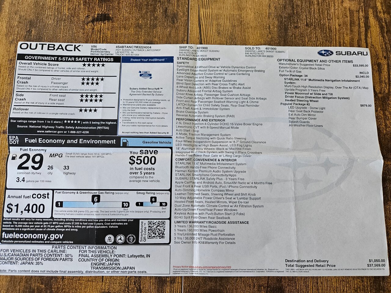 2021 Subaru Outback Limited SUNROOF ADAPTIVE CRUISE - Photo 31 - Portland, OR 97211