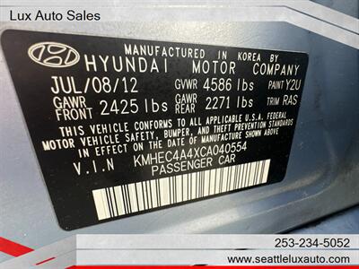 2012 Hyundai Sonata Hybrid BLUE HYBRID   - Photo 29 - Woodinville, WA 98077