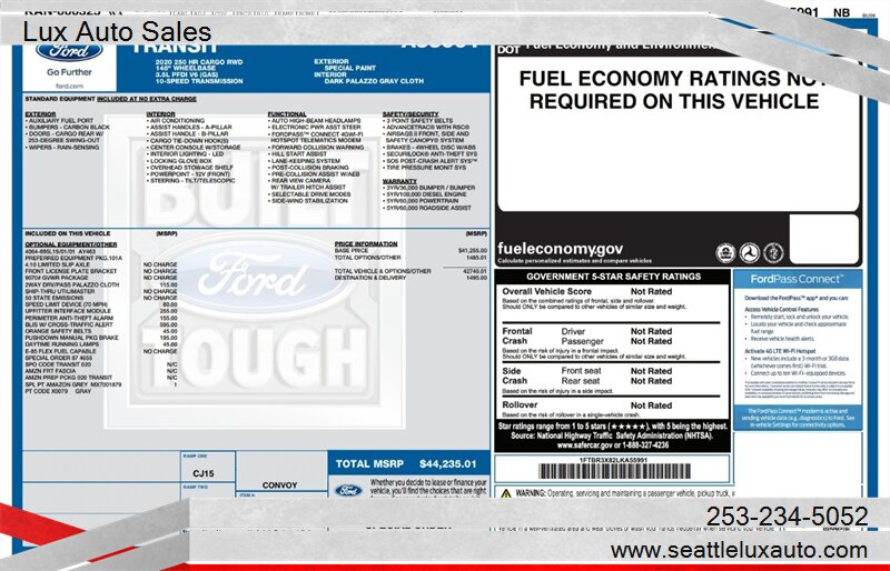 2020 Ford Transit T250 High Roof - Photo 10 - Woodinville, WA 98077