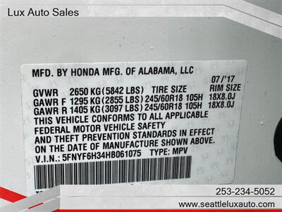 2017 Honda Pilot EX   - Photo 34 - Woodinville, WA 98077