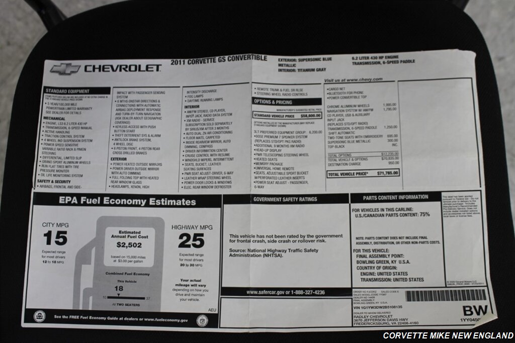 2011 Chevrolet Corvette Z16 Grand Sport Convertible - Photo 45 - Carver, MA 02330