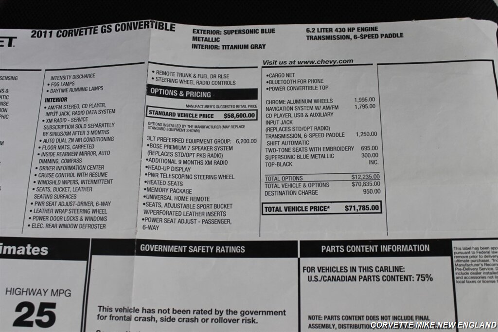 2011 Chevrolet Corvette Z16 Grand Sport Convertible - Photo 46 - Carver, MA 02330