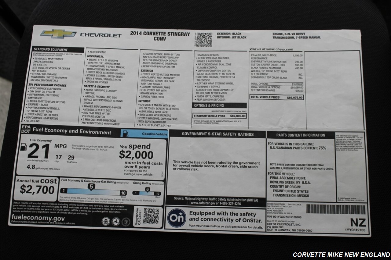 2014 Chevrolet Corvette Stingray Z51 - Photo 55 - Carver, MA 02330