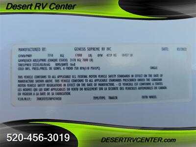 2022 GENESIS SUPREME 4016FS OVERNIGHTER   - Photo 16 - Huachuca City, AZ 85616