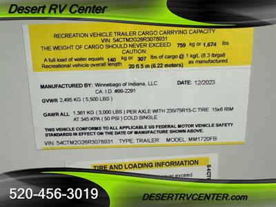 2024 WINNEBAGO MICRO MINNIE  1720FB - Photo 9 - Huachuca City, AZ 85616