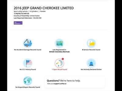 2016 Jeep Grand Cherokee Limited 4x4 Accident Free with Low Kms   - Photo 2 - Coombs, BC V0R 1M0