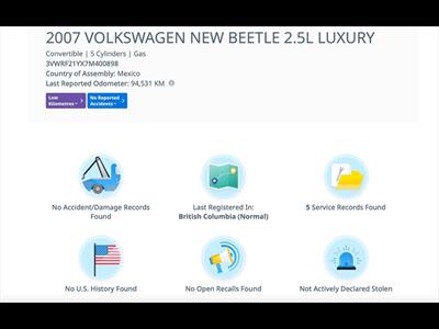 2007 Volkswagen Beetle Convertible Luxury Automatic only 94996km Local   - Photo 3 - Coombs, BC V0R 1M0