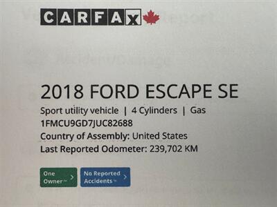 2018 Ford Escape SE-PKG, AUTO, 4X4, ONE OWNER/NO ACCIDENTS!   - Photo 2 - Edmonton, AB T6V 1H4