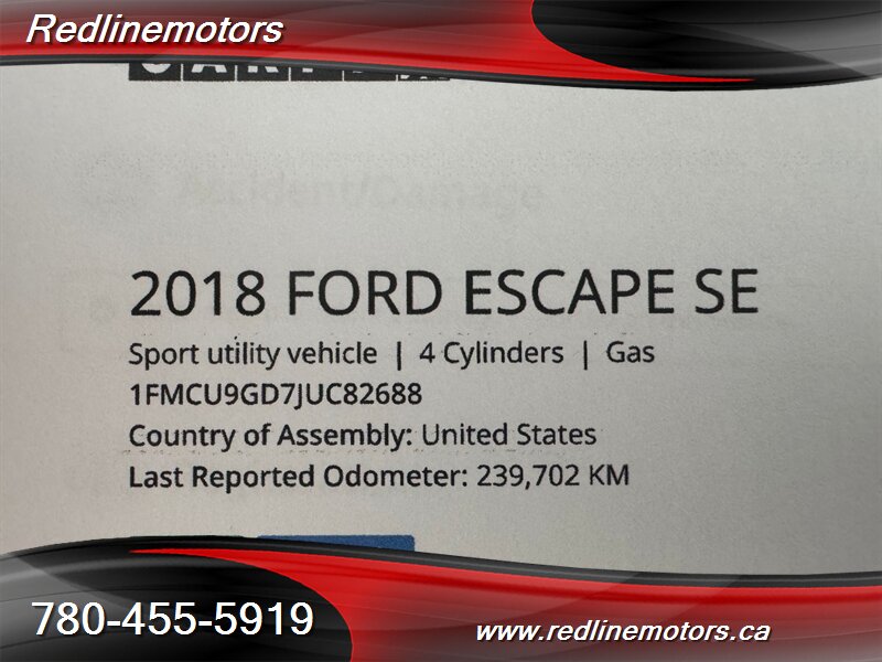 2018 Ford Escape SE-PKG, AUTO, 4X4, ONE OWNER/NO ACCIDENTS!  