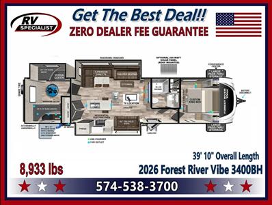 2026 Forest River Vibe 3400BH   - Photo 33 - Goshen, IN 46526