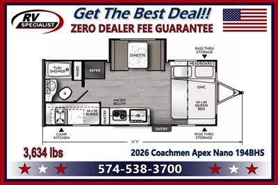 2026 Coachmen Apex Nano 194BHS   - Photo 2 - Goshen, IN 46526