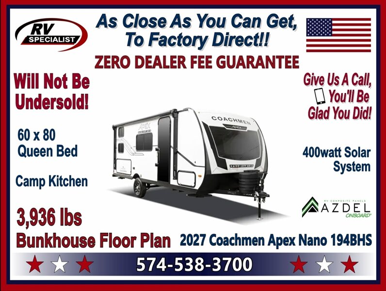 2027 Coachmen Apex Nano 194BHS   - Photo 1 - Goshen, IN 46526