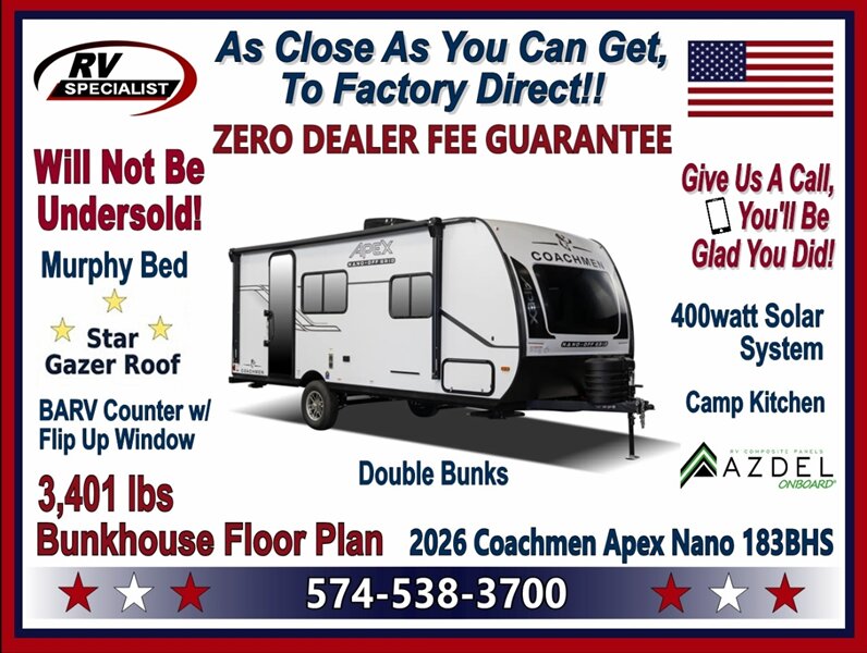 2026 Coachmen Apex Nano 183BH   - Photo 1 - Goshen, IN 46526