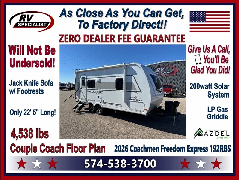 2026 Coachmen Freedom Express Ultra Lite 192RBS   - Photo 1 - Goshen, IN 46526