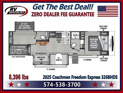 2025 Coachmen Freedom Express Ultra Lite 326BHDS   - Photo 2 - Goshen, IN 46526