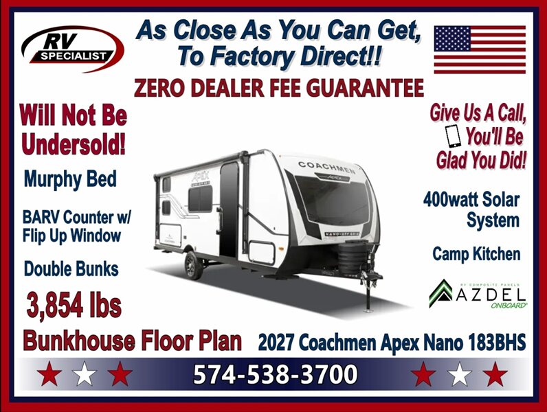 2027 Coachmen Apex Nano 183BH   - Photo 1 - Goshen, IN 46526