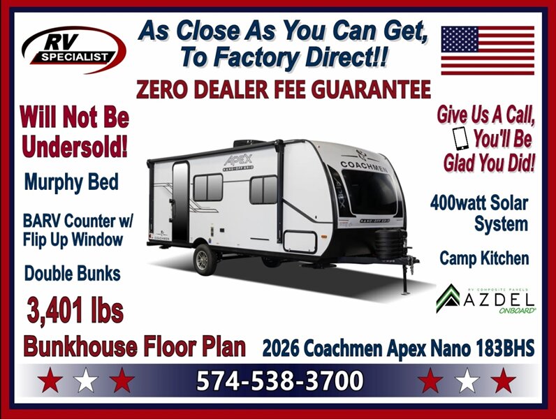 2026 Coachmen Apex Nano 183BH   - Photo 1 - Goshen, IN 46526