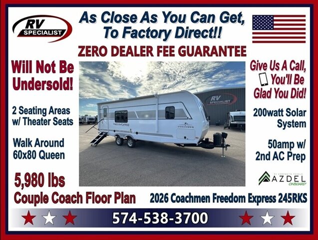 2026 Coachmen Freedom Express Ultra Lite 245RKS   - Photo 1 - Goshen, IN 46526