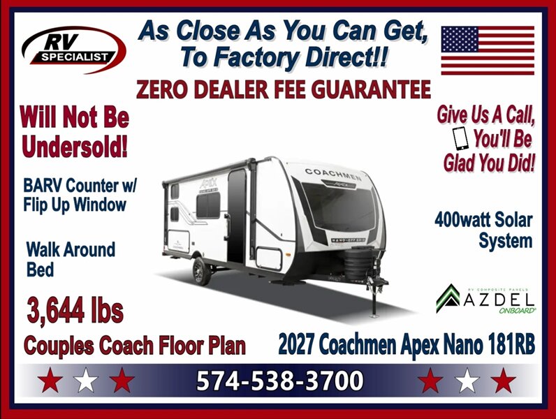 2027 Coachmen Apex Nano 181RB   - Photo 1 - Goshen, IN 46526