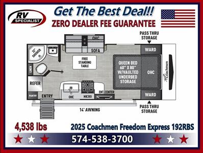 2025 Coachmen Freedom Express Ultra Lite 192RBS   - Photo 2 - Goshen, IN 46526