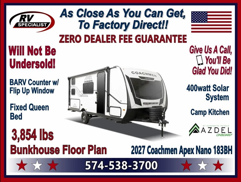 2027 Coachmen Apex Nano 183BH   - Photo 1 - Goshen, IN 46526
