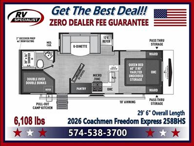 2026 Coachmen Freedom Express Ultra Lite 258BHS   - Photo 2 - Goshen, IN 46526