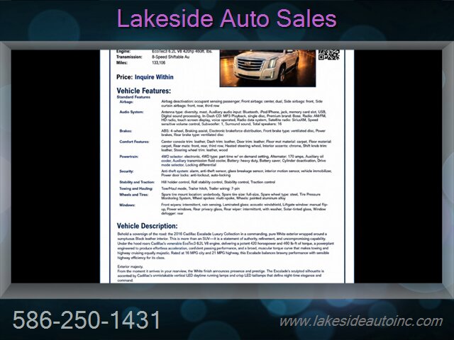 2016 Cadillac Escalade Luxury Collection   - Photo 16 - Clinton Township, MI 48036