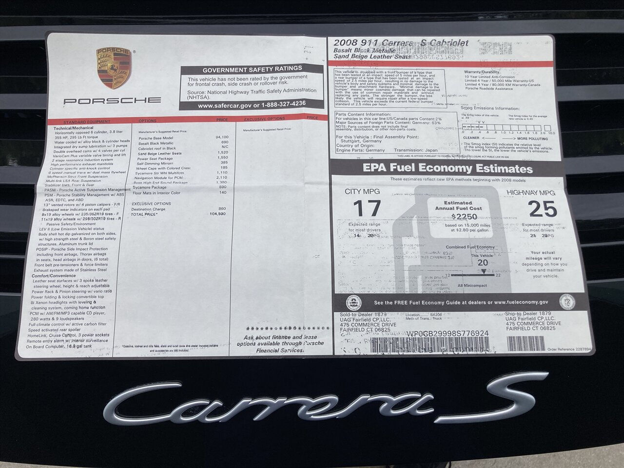 2008 Porsche 911 Carrera S  6 Speed Manual Transmission - Photo 33 - Stuart, FL 34997