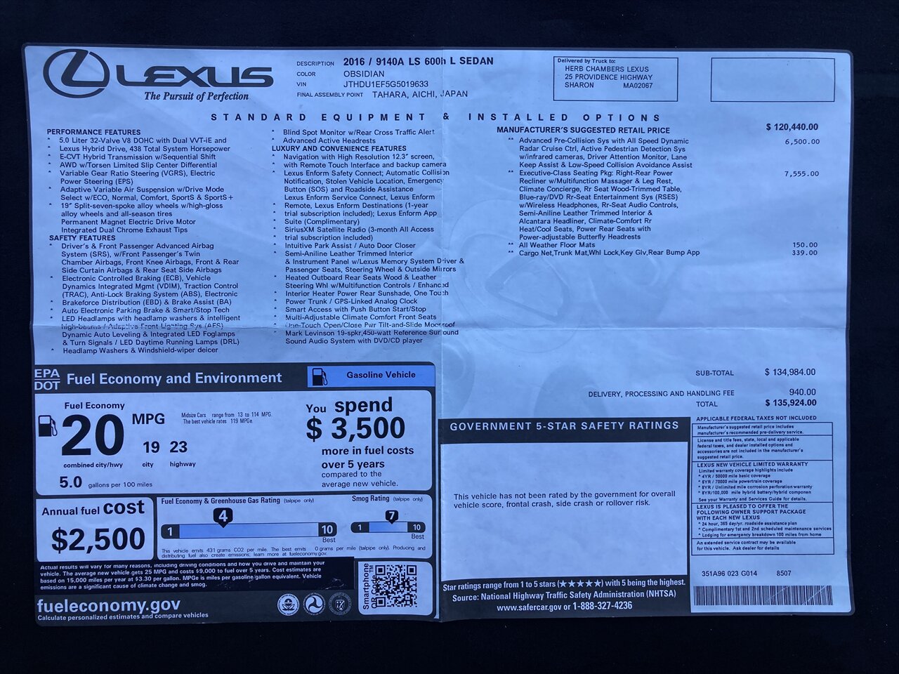 2016 Lexus LS 600h L   - Photo 52 - Stuart, FL 34997