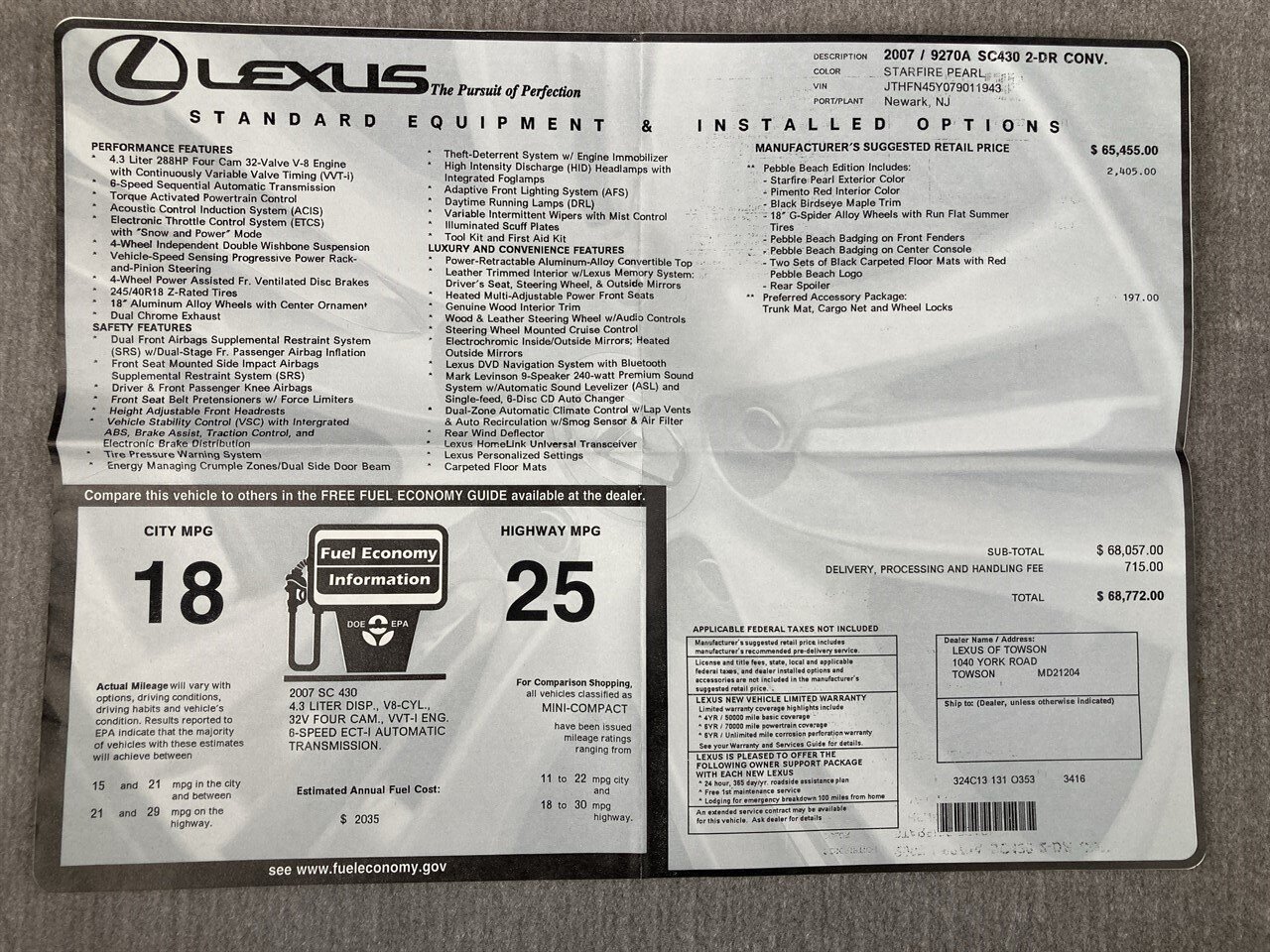 2007 Lexus SC 430 Pebble Beach Edition   - Photo 33 - Stuart, FL 34997