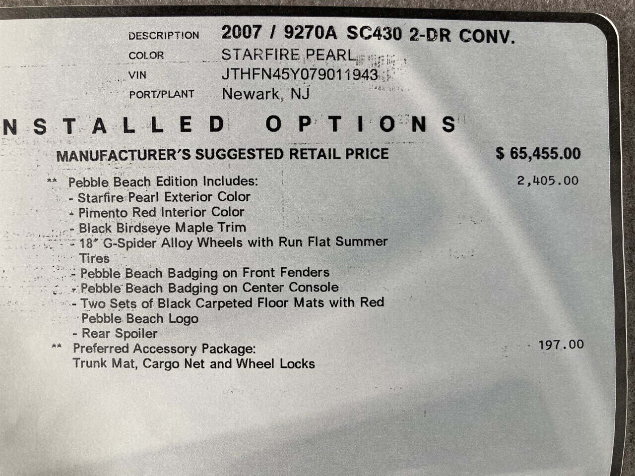 2007 Lexus SC 430 Pebble Beach Edition   - Photo 34 - Stuart, FL 34997