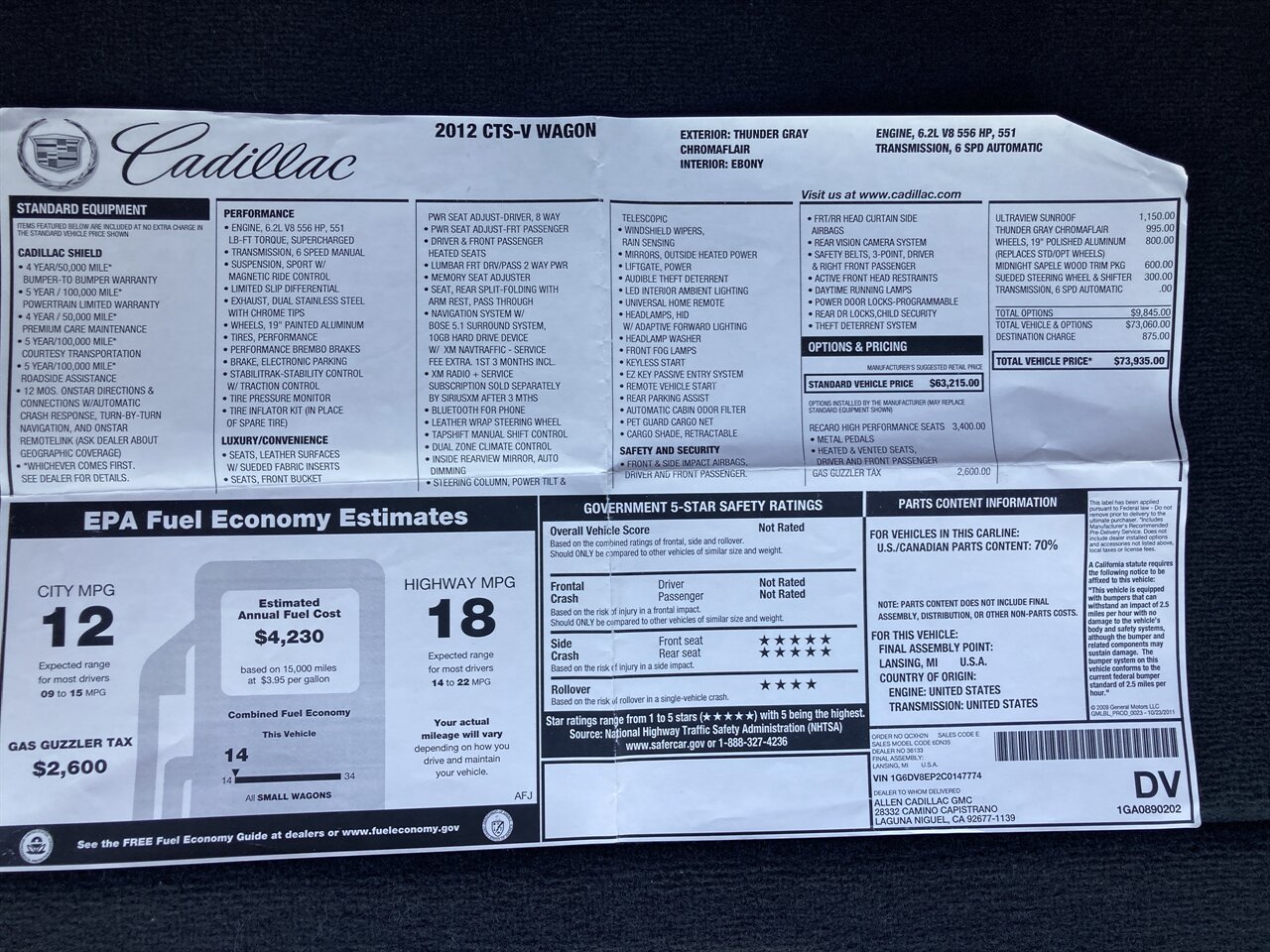 2012 Cadillac CTS-V   - Photo 45 - Stuart, FL 34997