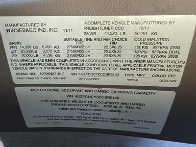 2012 Freightliner XCL Chassis   - Photo 56 - Rillito, AZ 85654