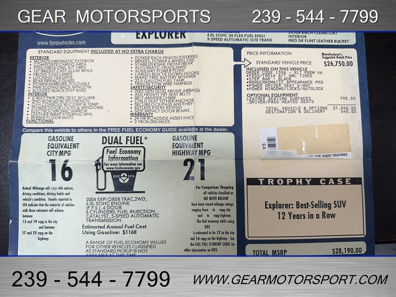 2004 Ford Explorer Sport Trac XLT 4dr XLT Crew Cab SB   - Photo 34 - Estero, FL 33928