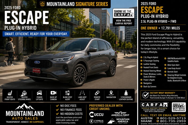 2025 Ford Escape Plug-In Hybrid PHEV  