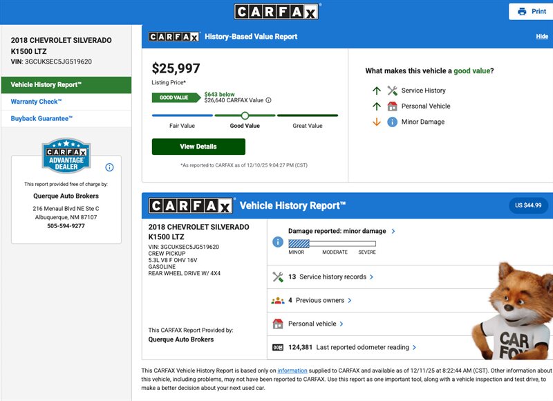 2018 Chevrolet Silverado 1500 LTZ  