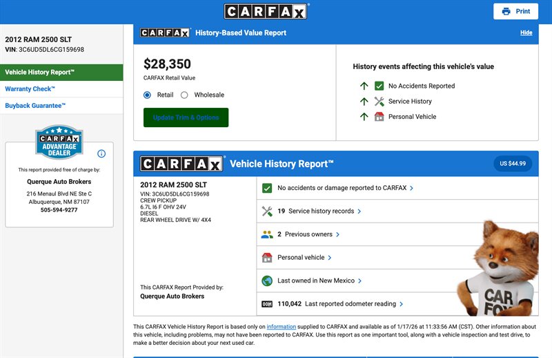 2012 RAM Ram 2500 SLT  
