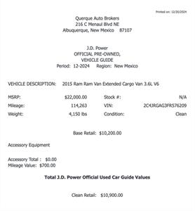 2015 RAM C/V Tradesman Extended Cargo Van  