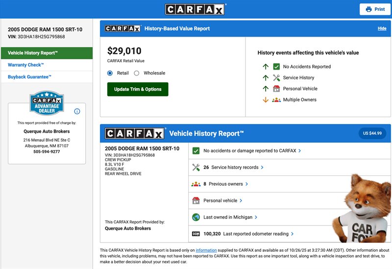 2005 Dodge Ram 1500 SRT-10 VIPER TRUCK