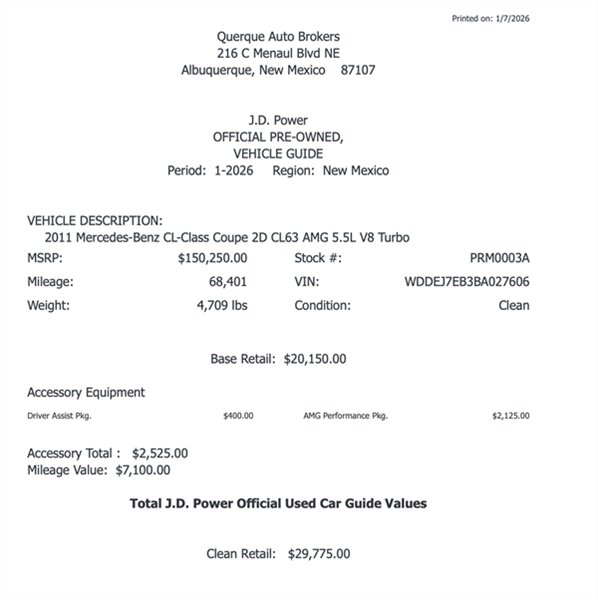 2011 Mercedes-Benz CL 63 AMG  