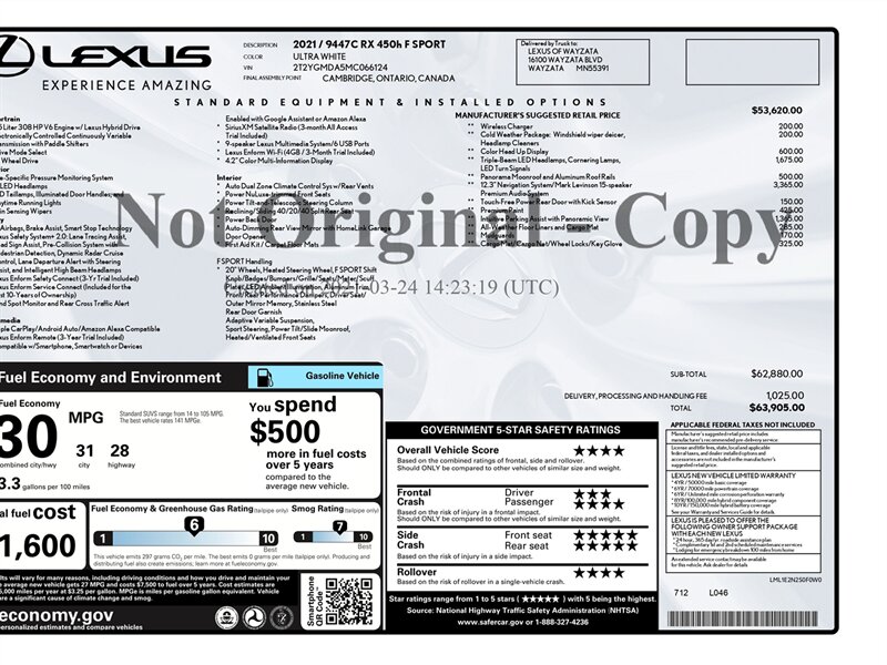 2021 Lexus RX 450h F SPORT Handling  