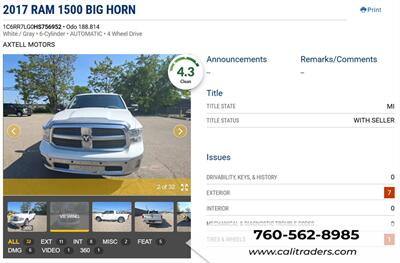 2017 RAM 1500 Big Horn   - Photo 1 - San Diego, CA 92154