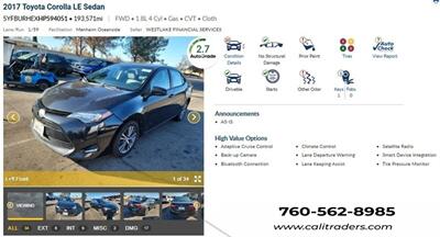 2017 Toyota Corolla LE   - Photo 1 - San Diego, CA 92154