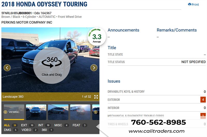 2018 Honda Odyssey Touring   - Photo 1 - San Diego, CA 92154