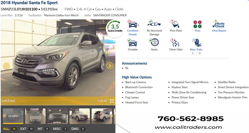 2018 Hyundai SANTA FE Sport 2.4L   - Photo 1 - San Diego, CA 92154